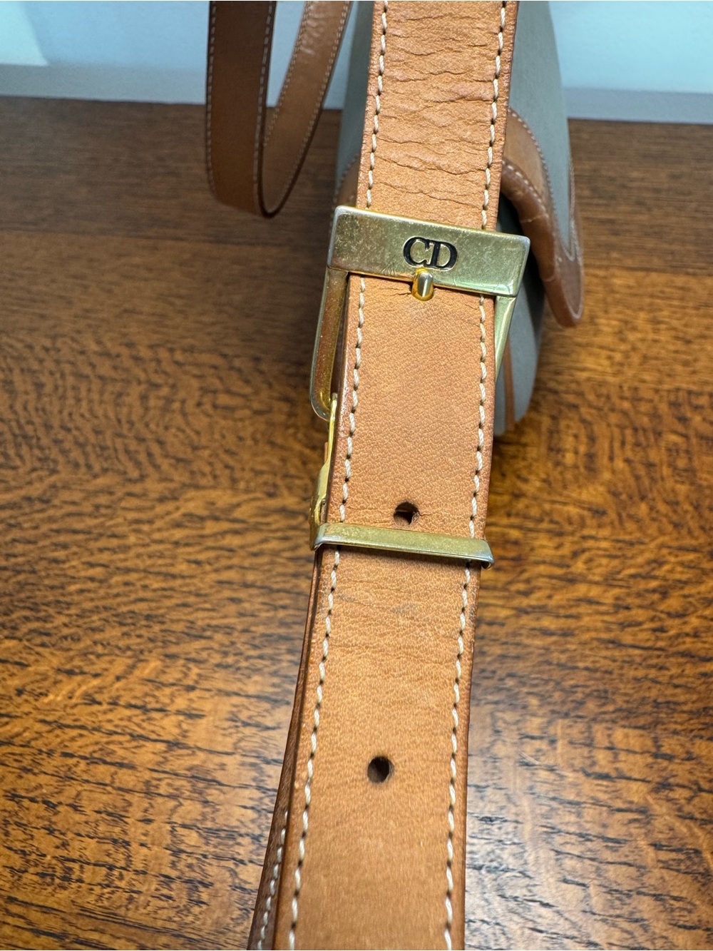 Dior Vintage Taupe Canvas and Tan Leather Saddle Crossbody Bag - Picture 9 of 12